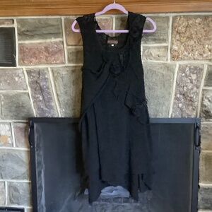 Design B Black Loose Knit Sleeveless Tunic Sweater Lagenlook Medium